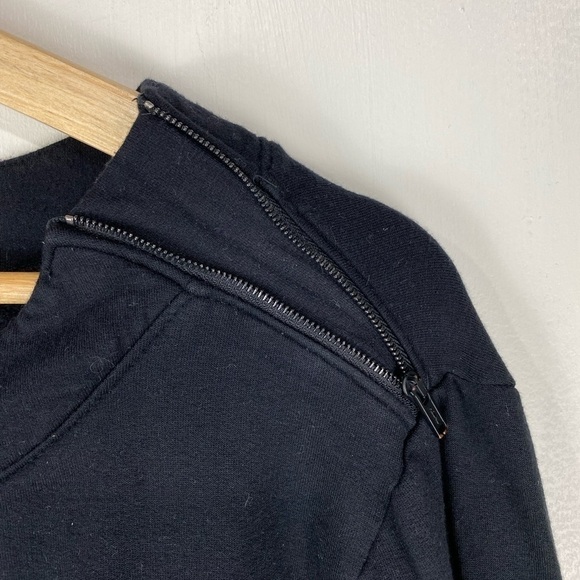 Athleta: Zipper Lightweight Pullover Sweatshirt Modal Spandex Black Size Medium - Picture 2 of 6
